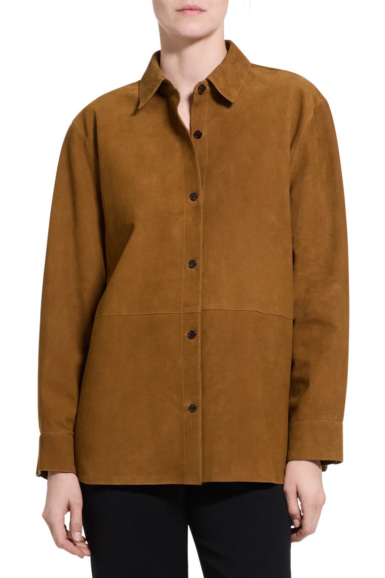 Classic Menswear Suede Shirt, Main, color, ACACIA BROWN - 2T2