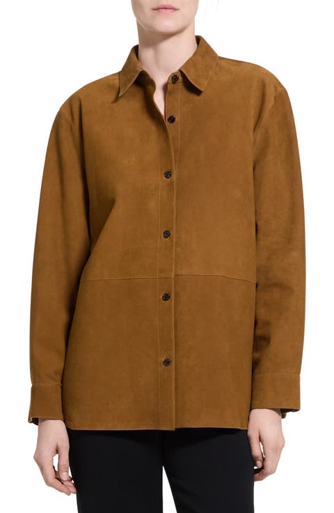 Classic Boxy Fit Suede Shirt Jacket