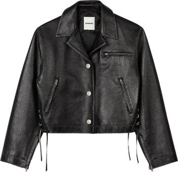 Distressed leather jacket