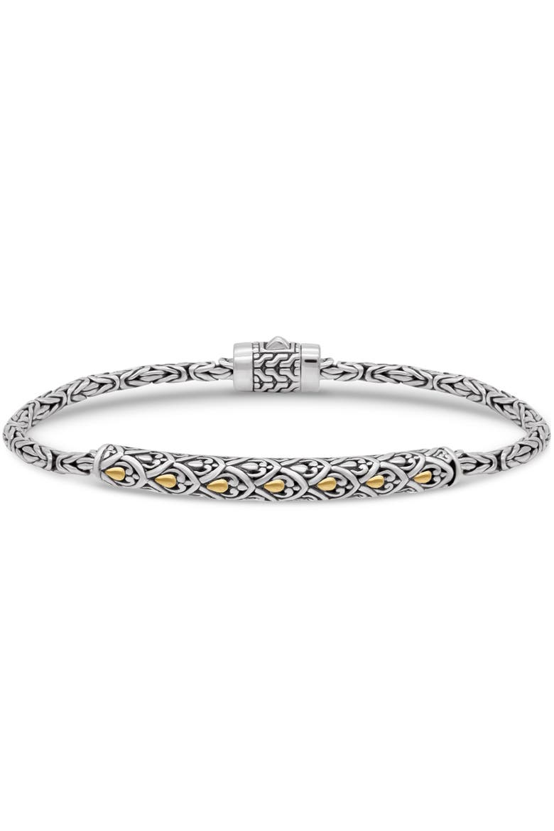 Dragon Skin with Borobudur Chain Bracelet in Sterling Silver and 18K Gold, Main, color, Silver
