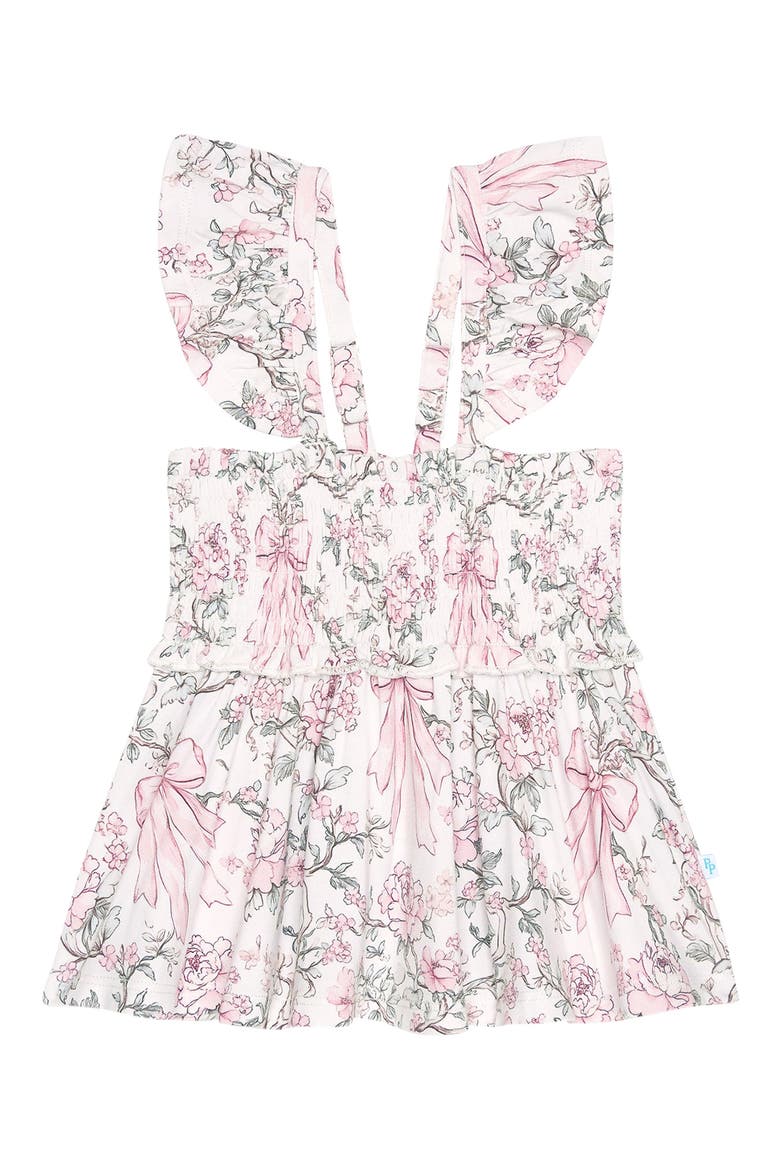 Flutter Sleeve Smocked Bodice Peplum Top & Bloomers Set, Alternate, color, LIGHT/ PASTEL PINK