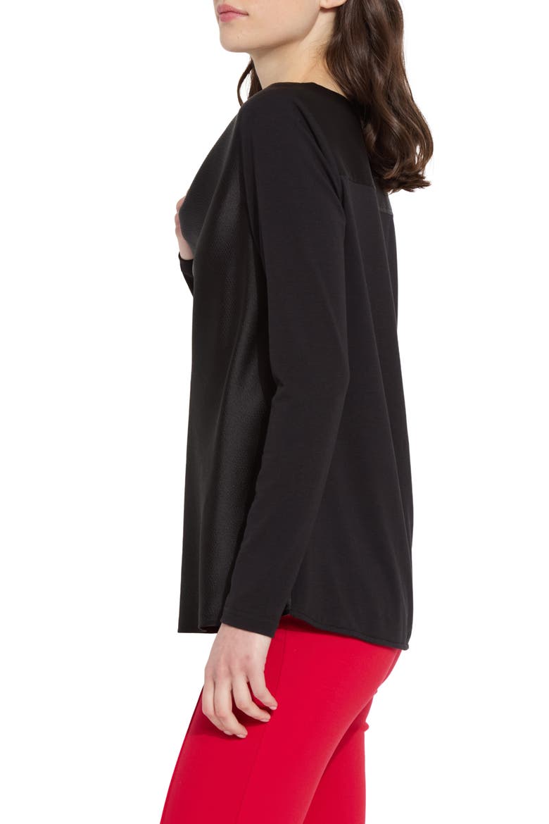 Ingrid Cowl Neck Mix Media Top, Alternate, color, BLACK