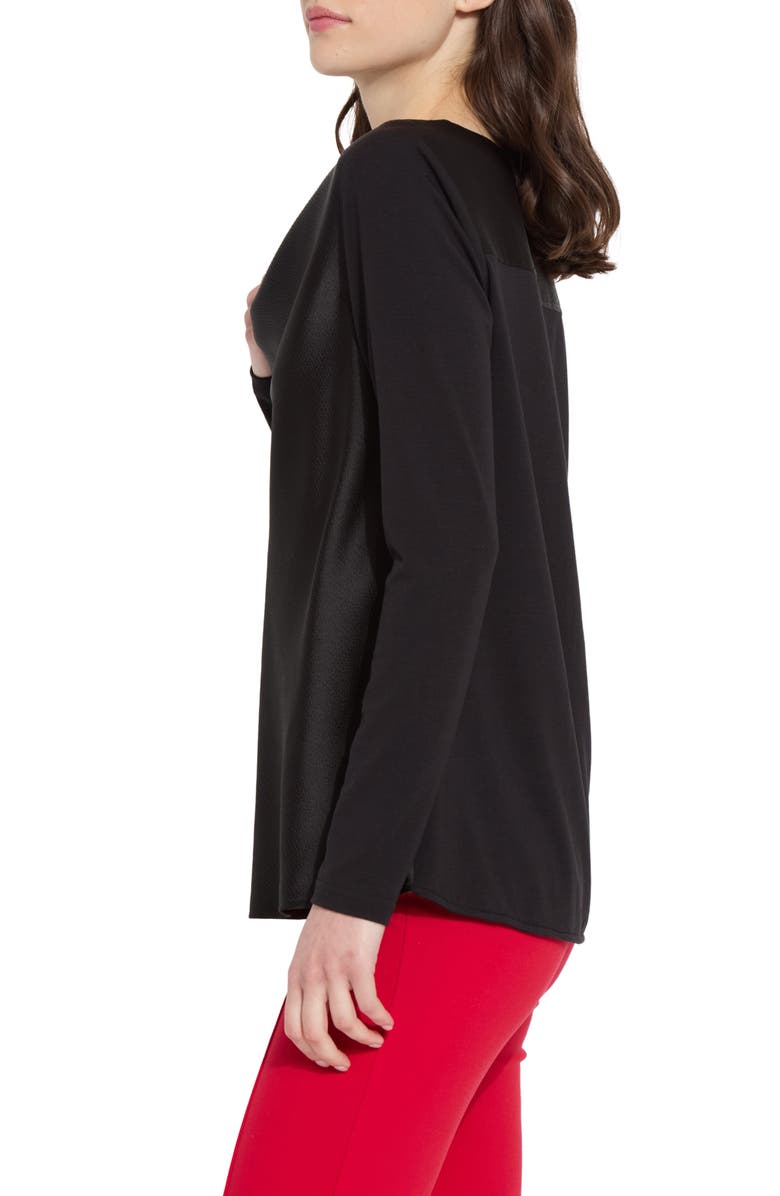 Lysse Ingrid Cowl Neck Mix Media Top, Alternate, color, Black