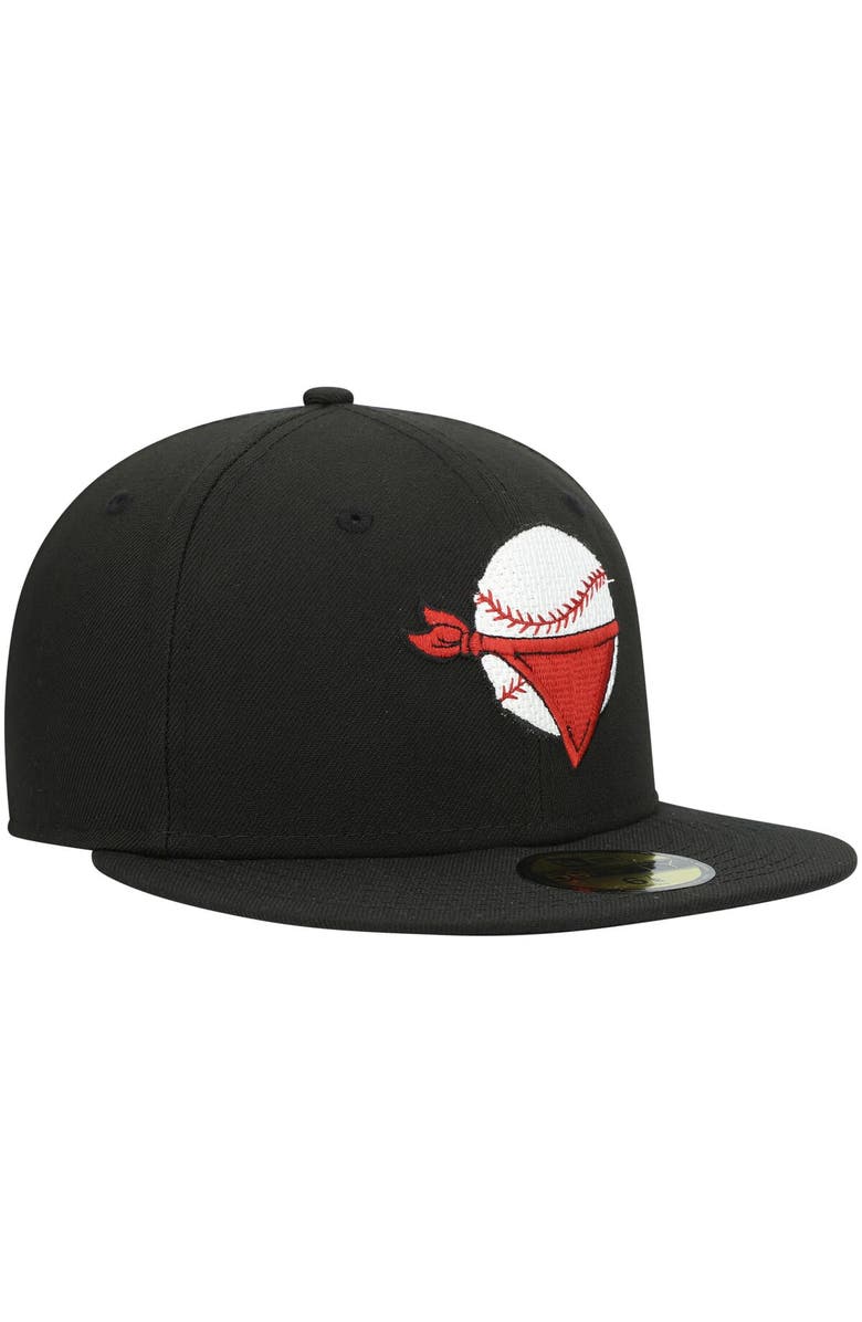 New Era Men's New Era Black Quad Cities River Bandits Authentic Collection Road 59FIFTY Fitted Hat, Alternate, color, Black