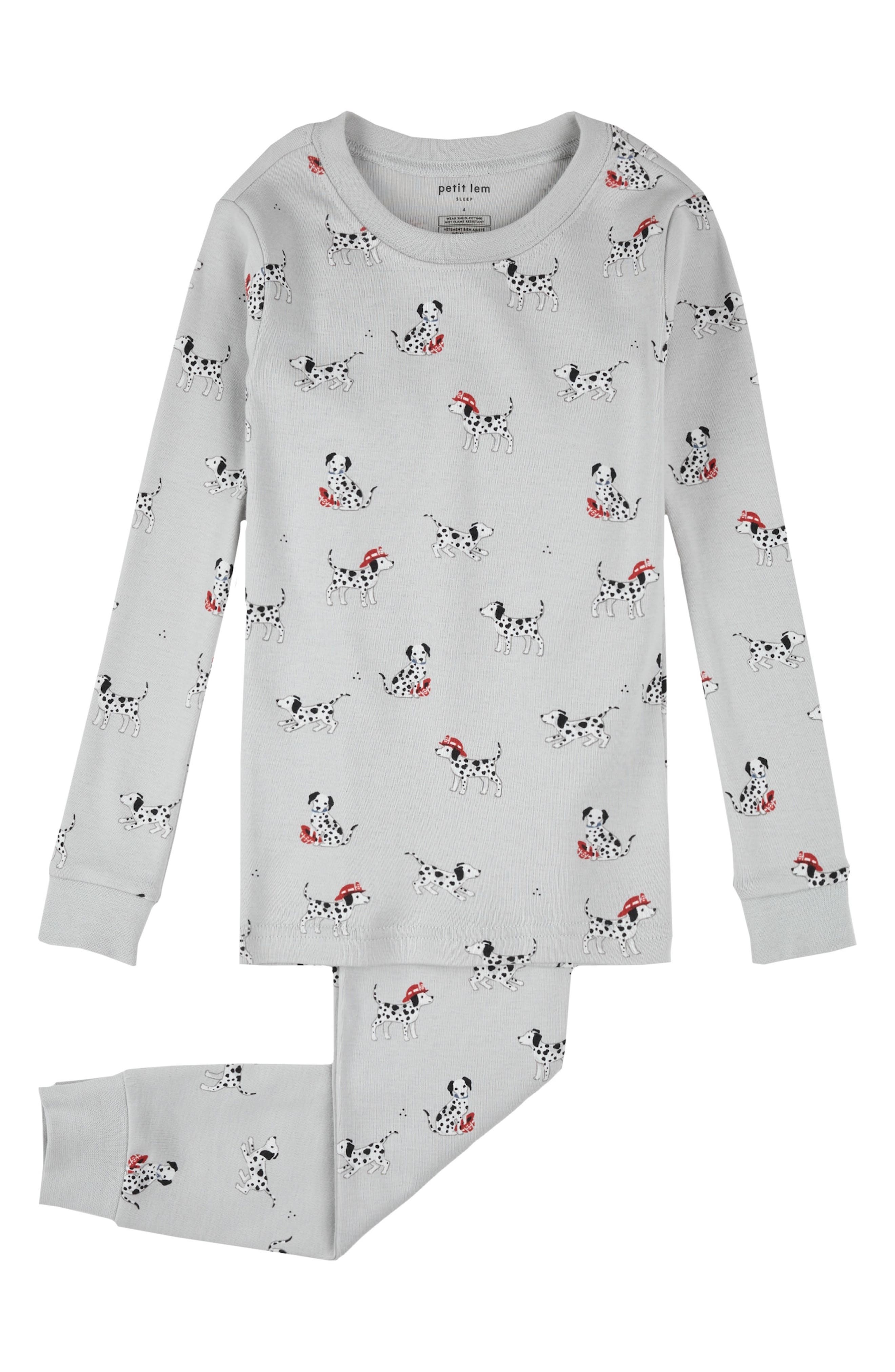 Petit Lem Kids' Firefighter Dalmatian Print Fitted Two-Piece Pajamas