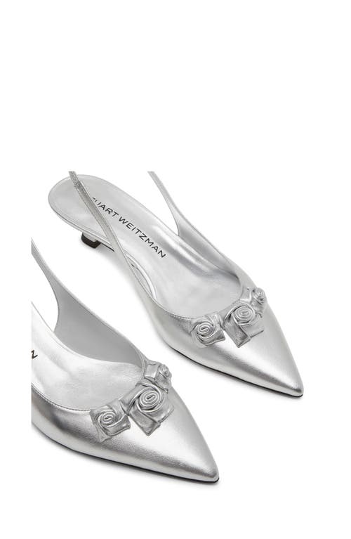 Stuart Weitzman Rosie Pointed Toe Slingback Pump In Silver