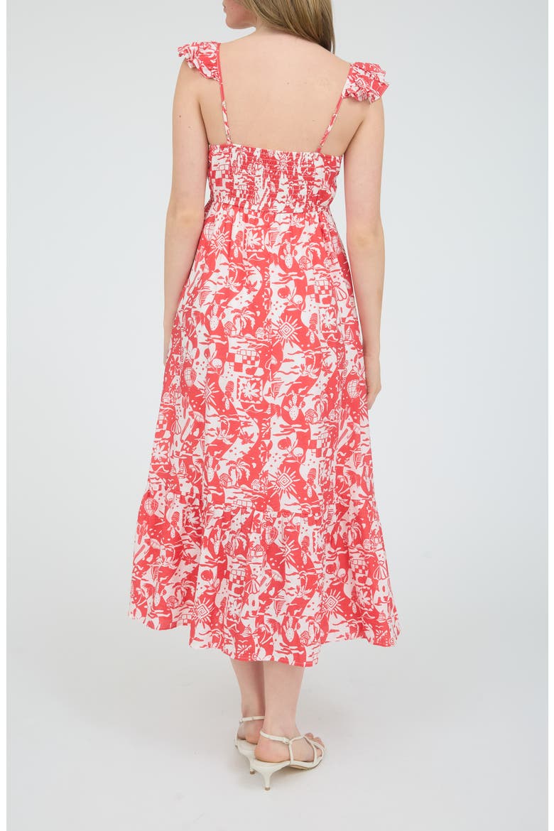 Ruffle Strap Empire Waist Midi Dress, Alternate, color, RED