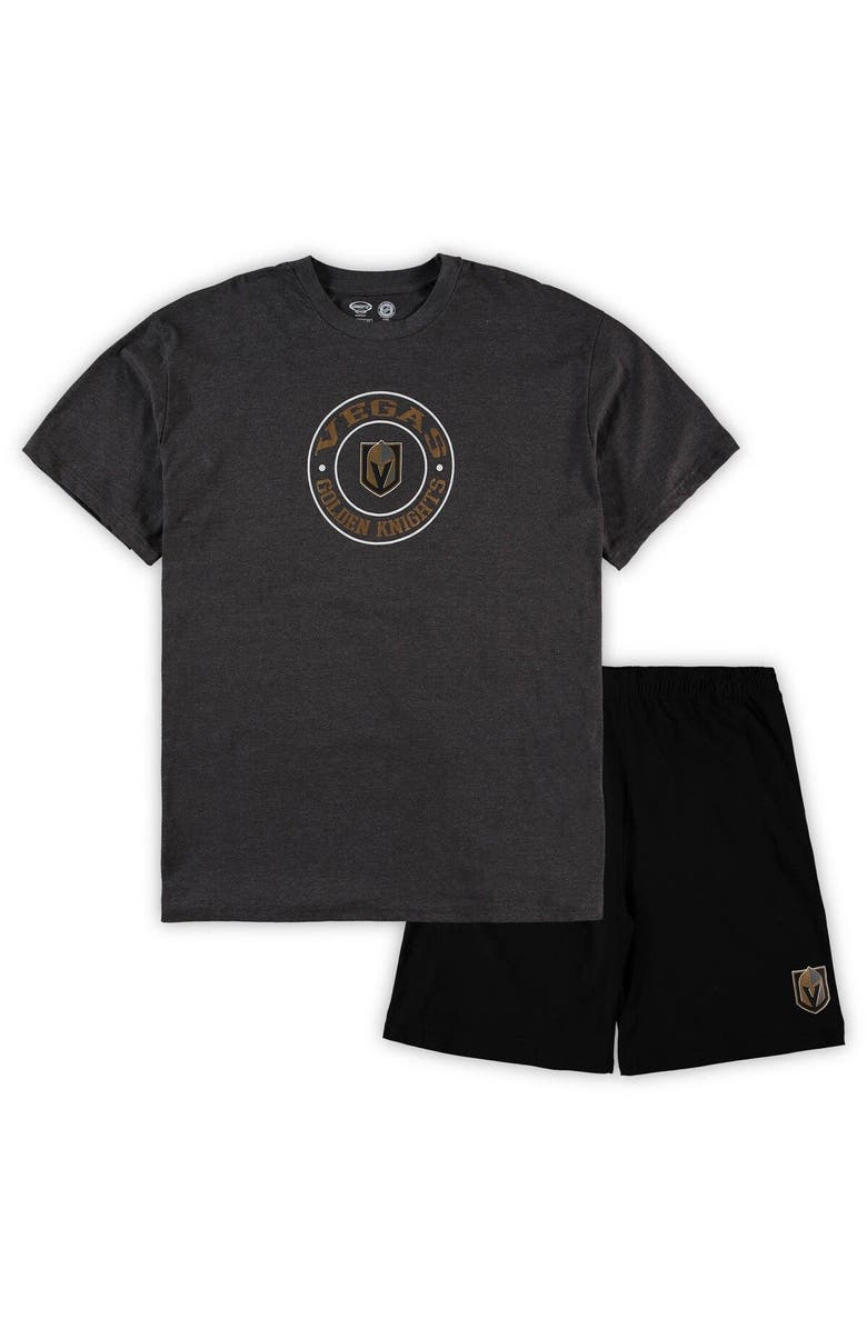 CONCEPTS SPORT Men's Concepts Sport Black/Heathered Charcoal Vegas Golden Knights Big & Tall T-Shirt & Shorts Sleep Set, Main, color, Black