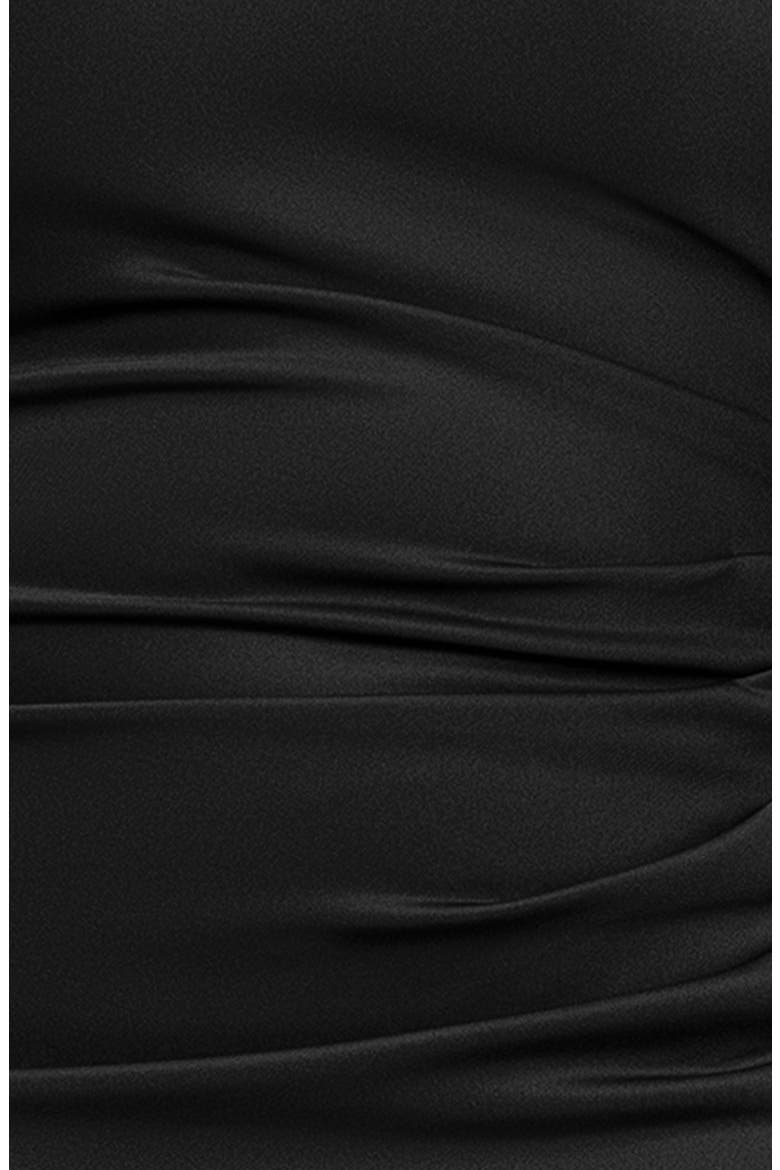 Pleated One-Shoulder Mermaid Gown, Alternate, color, BLACK