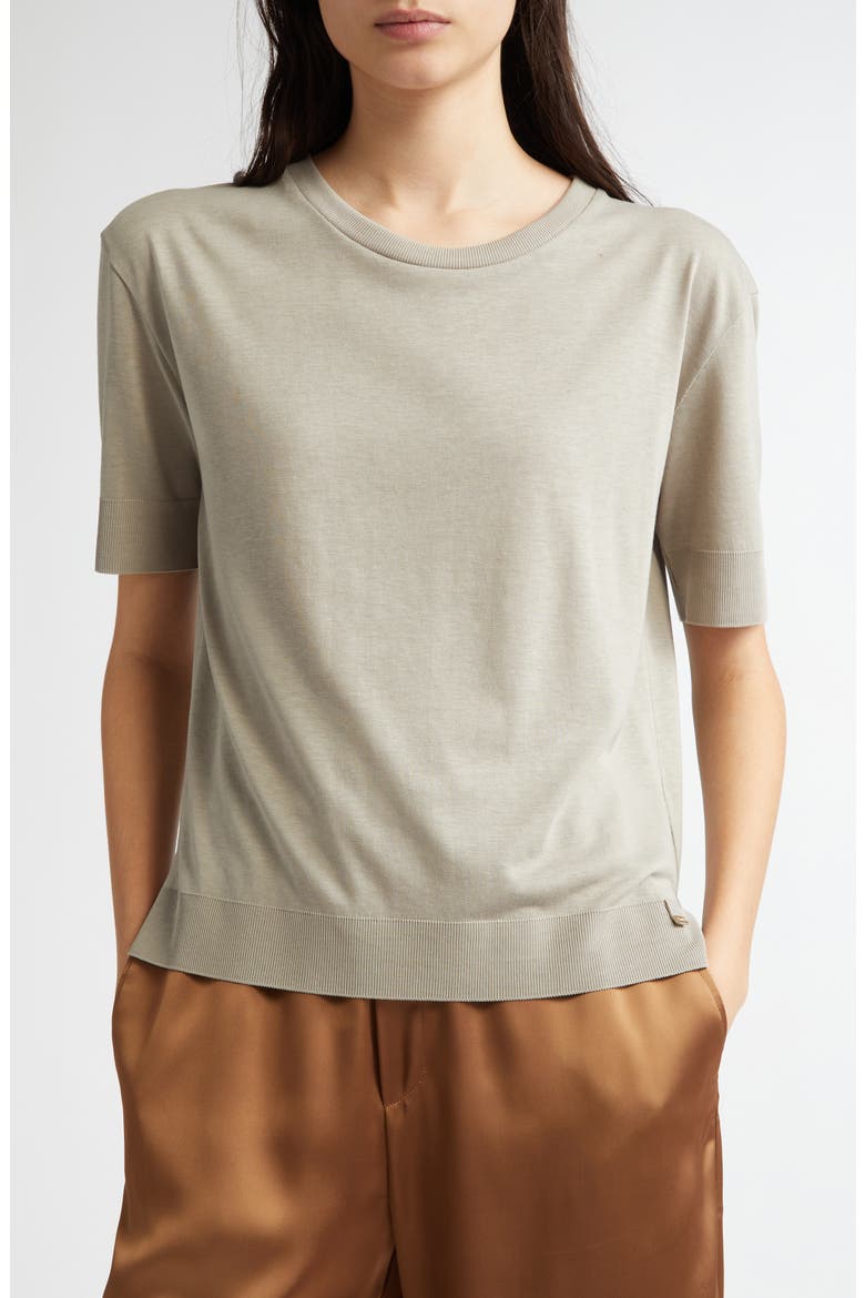 Glam Knit Crewneck T-Shirt, Main, color, 1000 WHITE