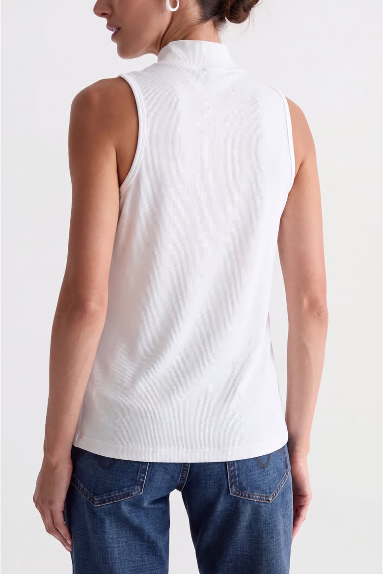 Ribbed Mock Neck Sleeveless Top, Alternate, color, White