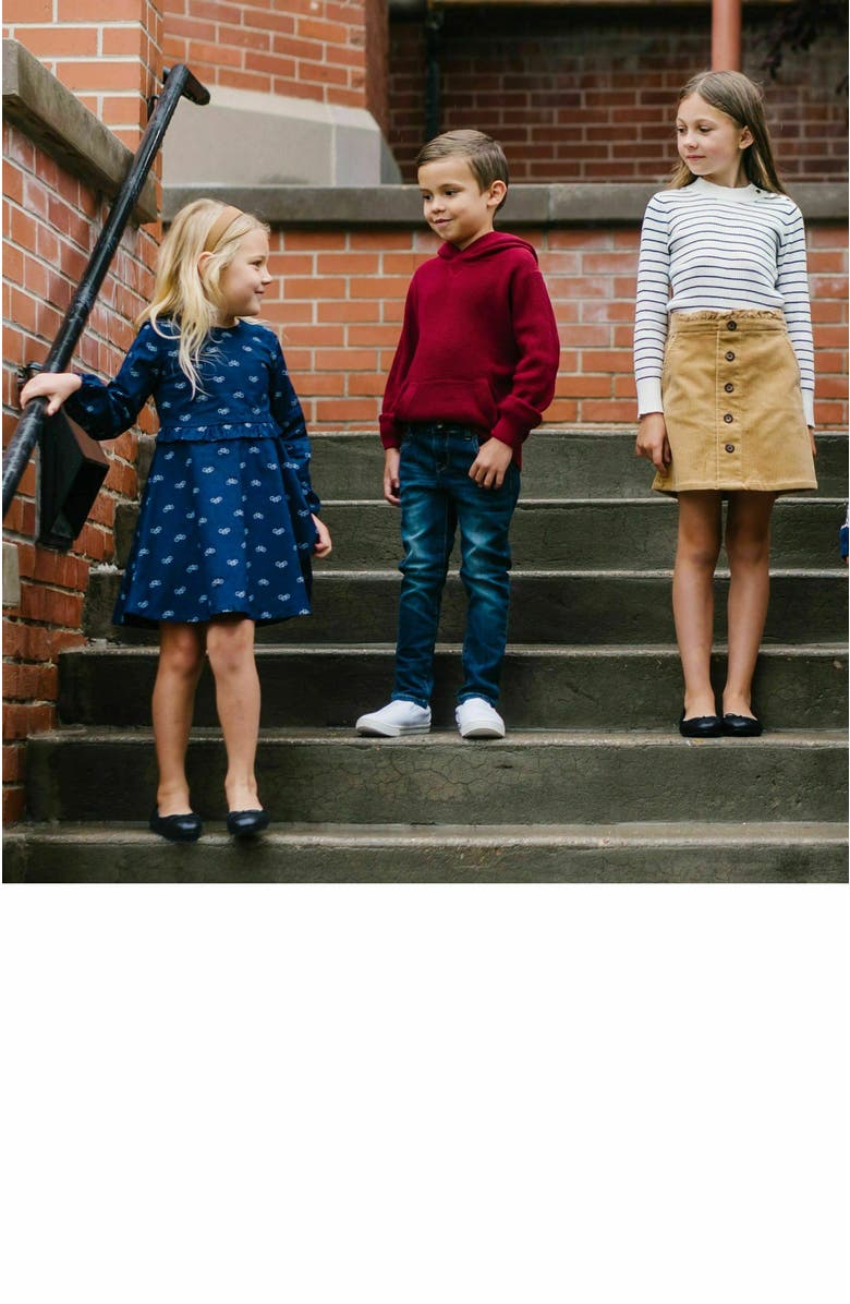 Hope & Henry Girls' Ruffle Waist Dress, Toddler, Alternate, color, Navy Bicycle Print