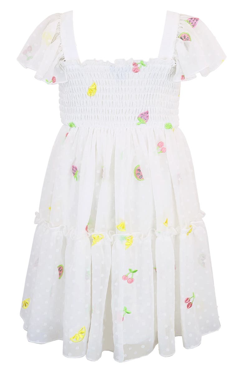 Zunie Kids' Fruit Embroidered Smocked Dress, Alternate, color, 