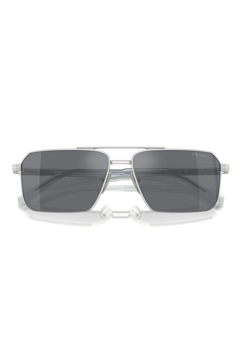 58mm Rectangular Sunglasses, Main, color, SILVER