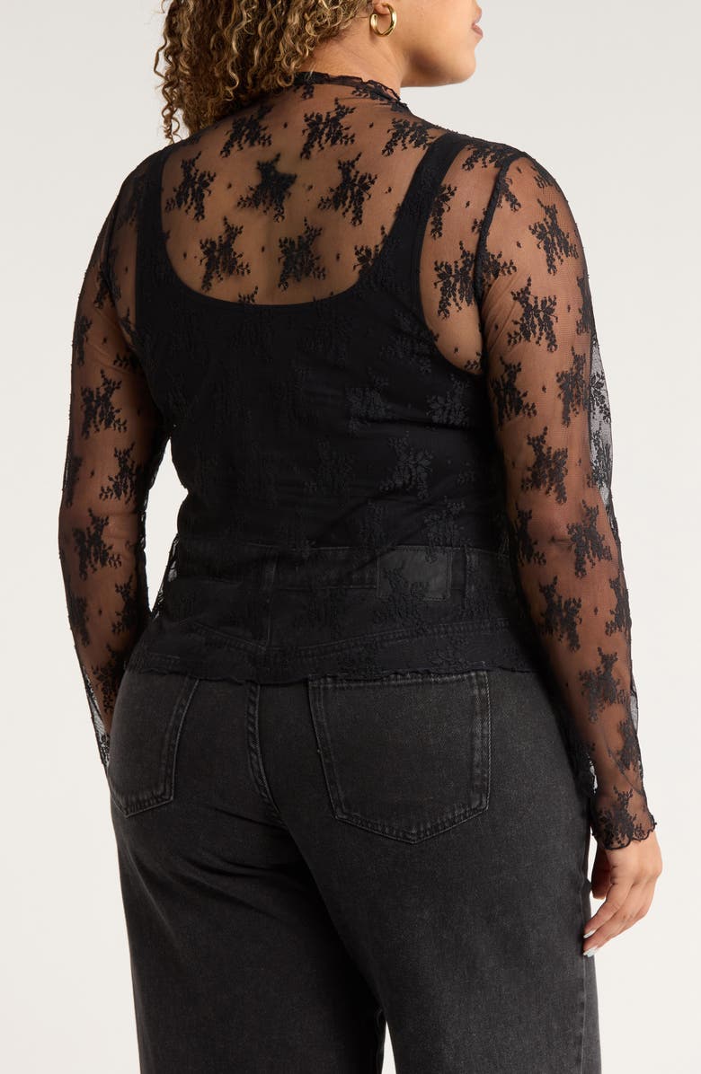 Treasure & Bond Sheer Lace Top, Alternate, color, Black