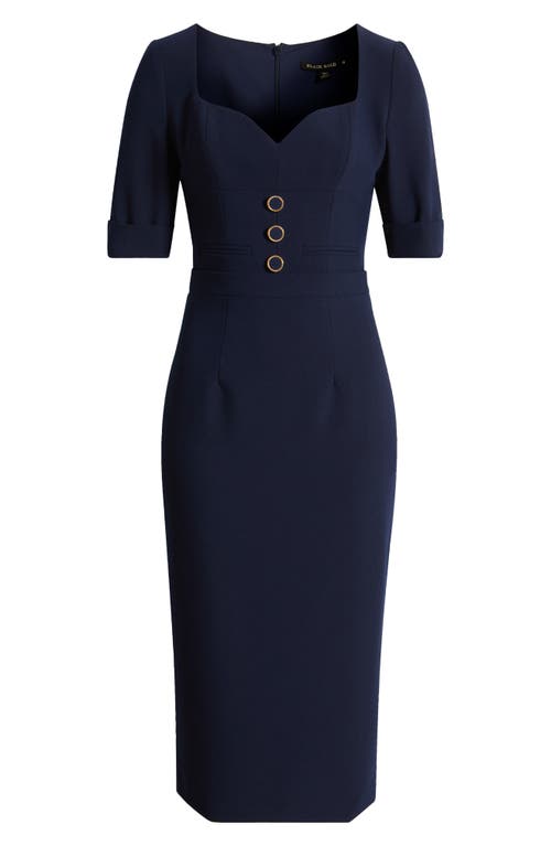 Black Halo Kerry Midi Sheath Dress In Blue