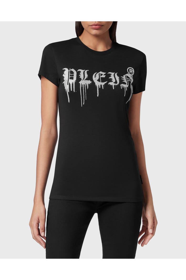 T-Shirt Round Neck Gothic Plein Women, Main, color, black