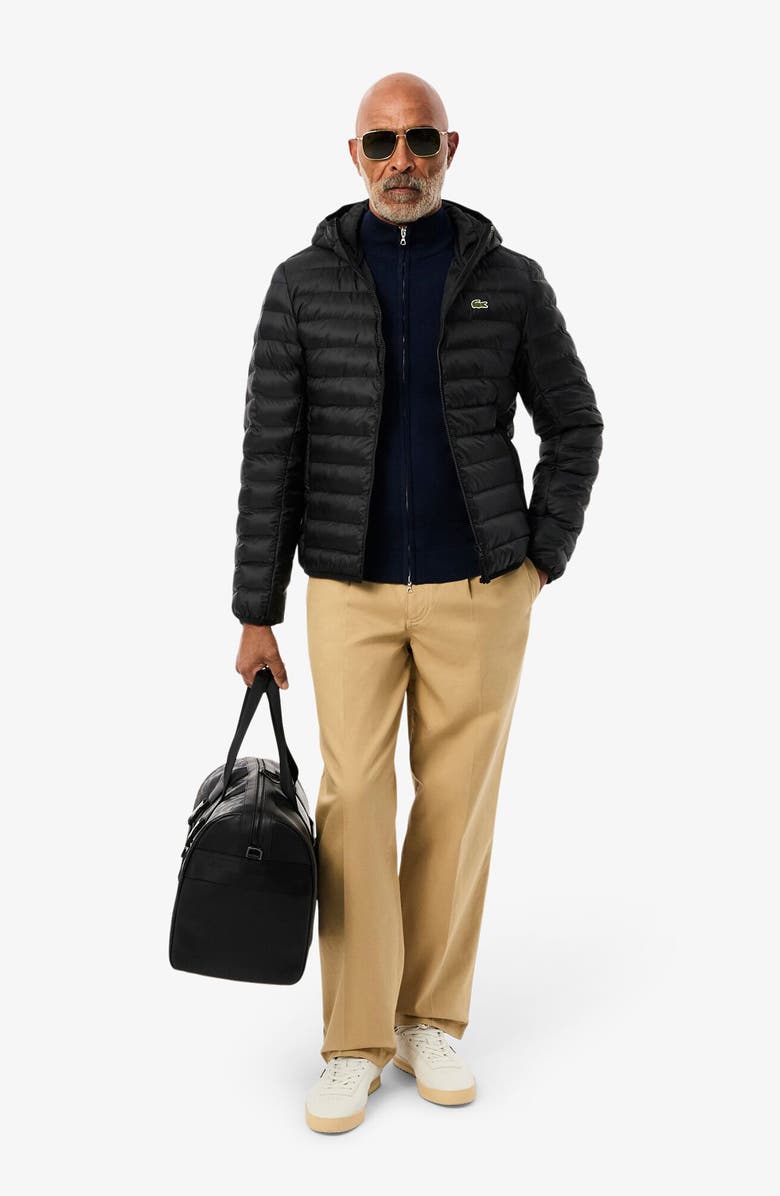 Lacoste Hooded Puffer Jacket, Alternate, color, Black