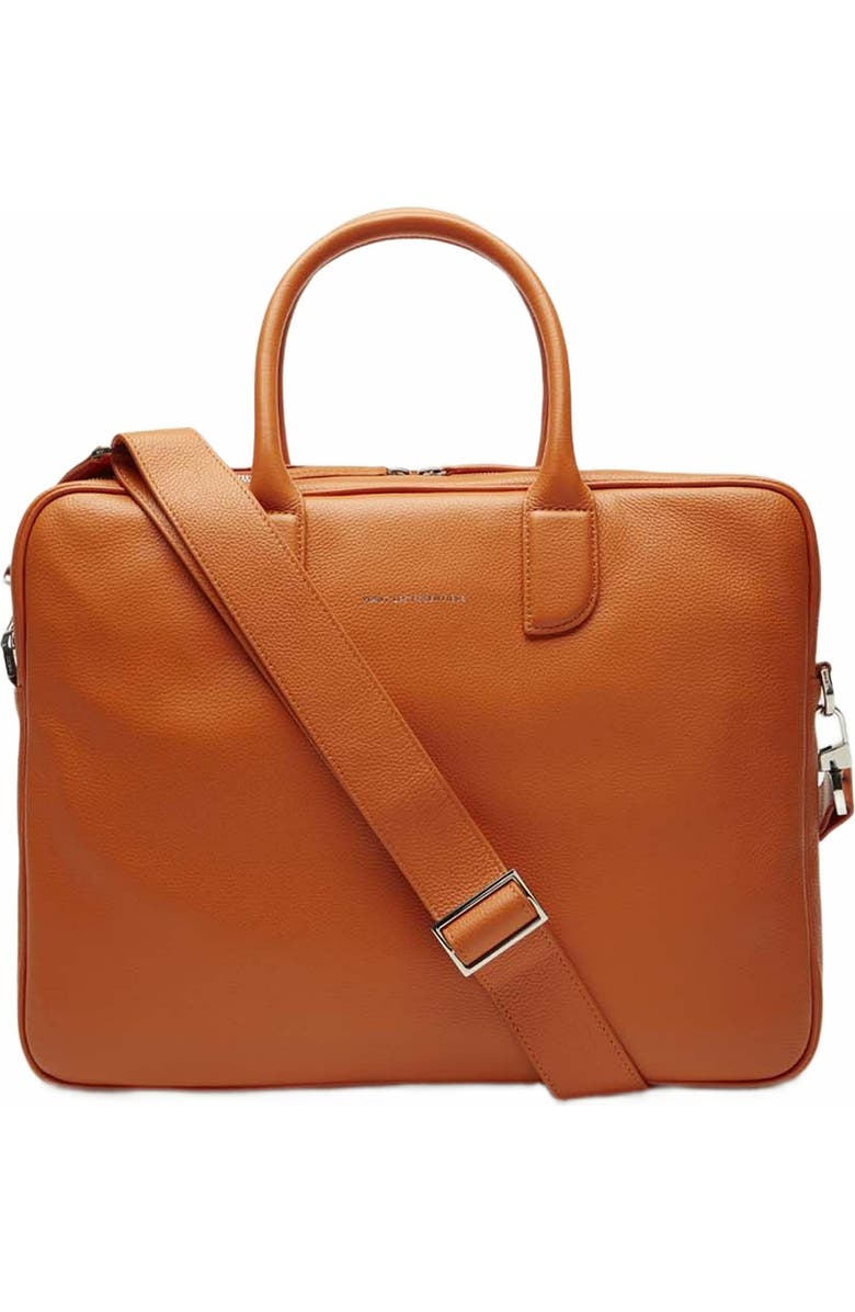 Want Les Essentiels Lesage Pebble-Grained Leather Computer Bag, Alternate, color, Orange