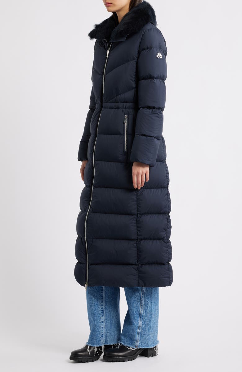Moose Knuckles Belle Cote Down Puffer Coat with Genuine Shearling Collar, Alternate, color, Navy W/ Navy Sh