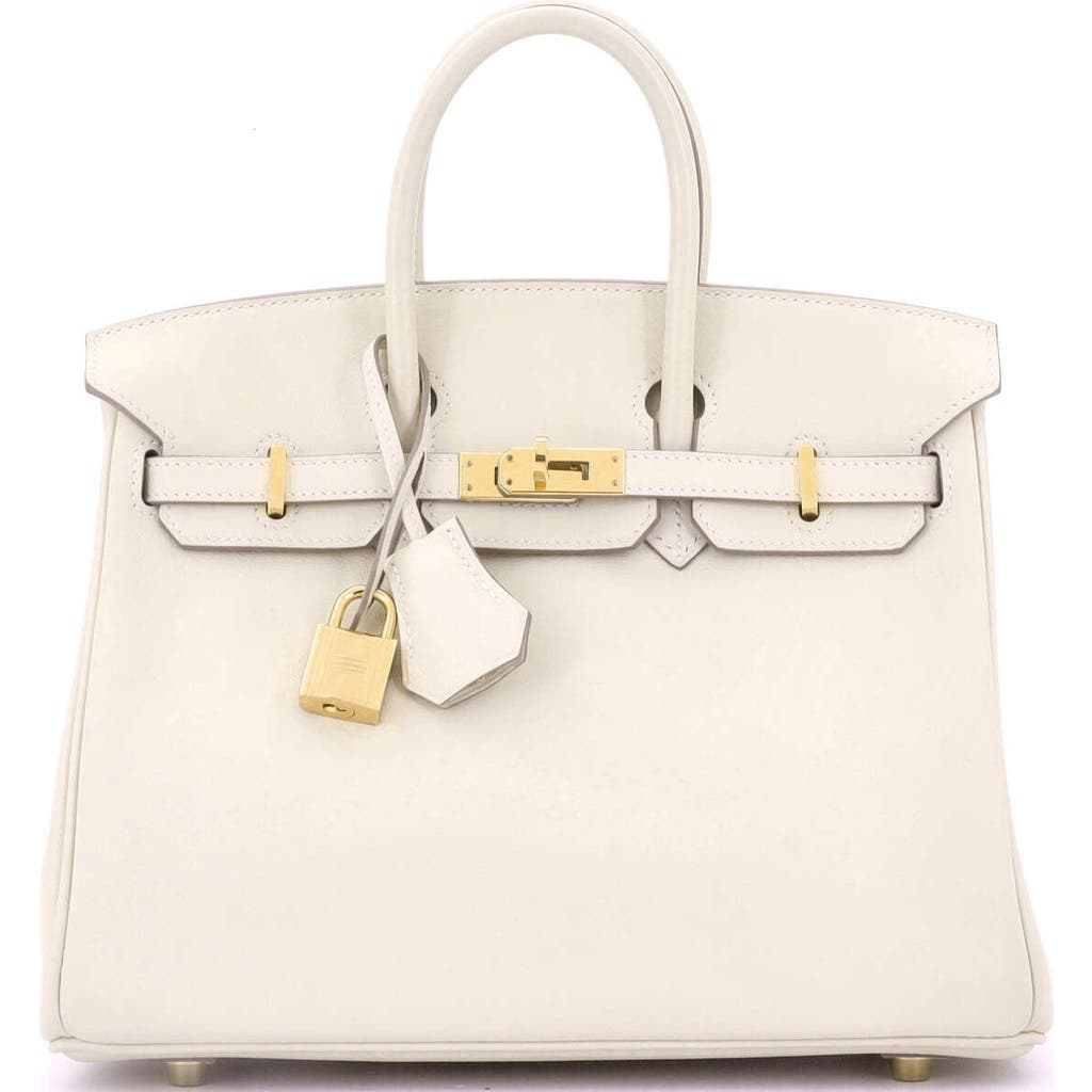 Pre-owned Hermes  Hermes Birkin Handbag Light Swift With Gold Hardware 25 In Neutral