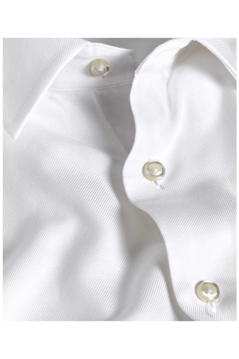 Trim Fit White Cotton & Cashmere Twill Dress Shirt, Alternate, color, WHITE
