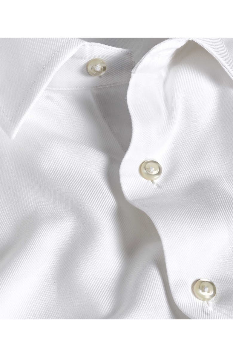 David Donahue Trim Fit White Cotton & Cashmere Twill Dress Shirt, Alternate, color, White