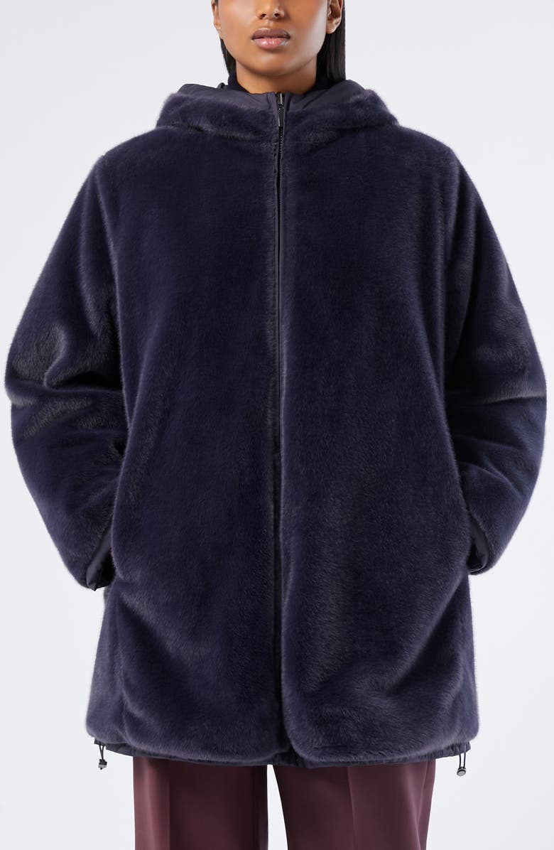 Marina Rinaldi Zuara Insulated Coat with Faux Fur Lining, Alternate, color, Midnight Blue