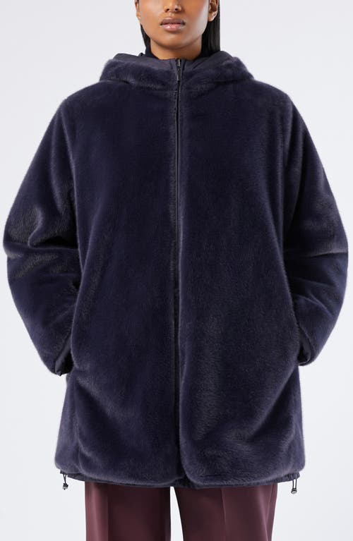 Marina Rinaldi Zuara Insulated Coat With Faux Fur Lining In Blue