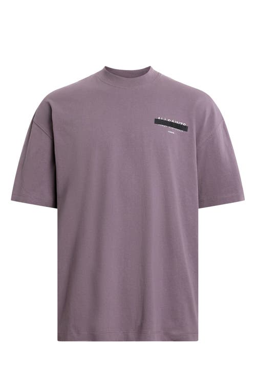 Allsaints Redact Oversized Embroidered Logo T-shirt In Puce Purple