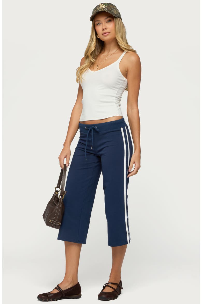 Zanele Side Stripe Capri Sweatpants, Alternate, color, NAVY-AND-WHITE