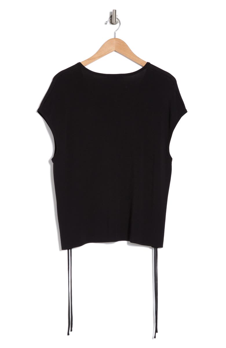 Adrianna Papell V-Neck Cap Sleeve Side Tie Top, Alternate, color, Black