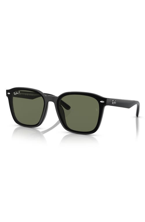 Ray Ban Ray-ban 66mm Polarized Oversize Square Sunglasses In Black