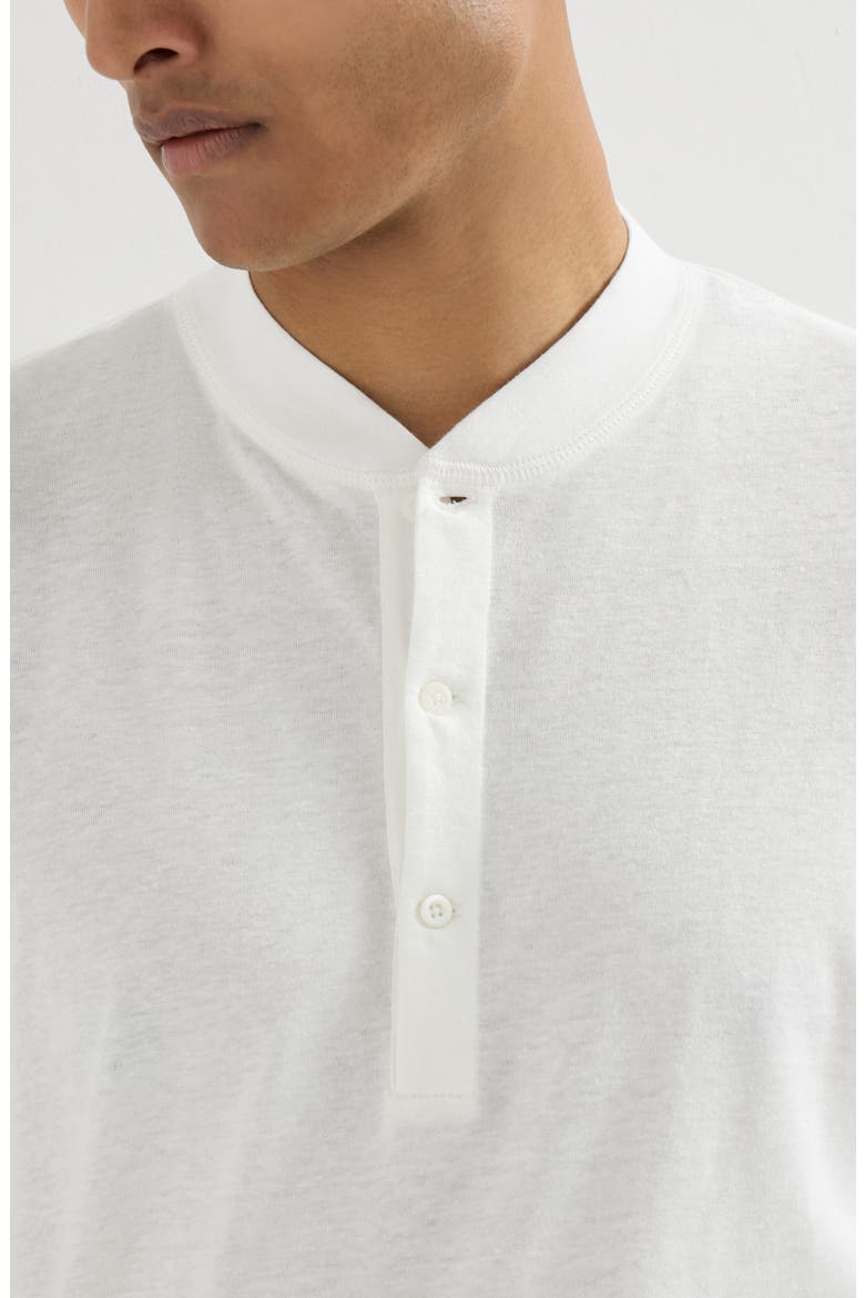 Linen and cotton jersey long sleeve T-shirt with Henley collar, Alternate, color, Off-White