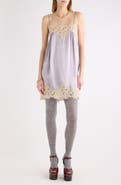 Chloé Lace Trim Washed Silk Satin Mini Slipdress