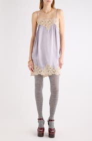 Chloé Lace Trim Washed Silk Satin Mini Slipdress