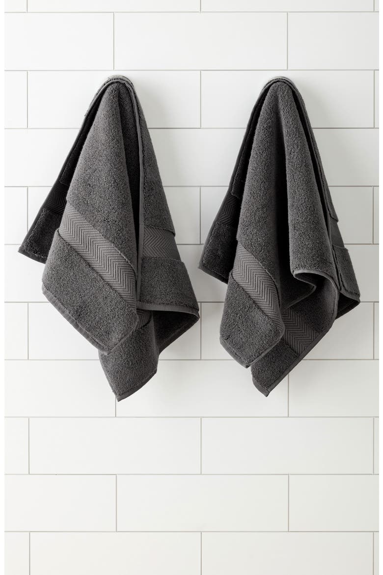 Set of Two Organic Hydrocotton Hand Towels, Alternate, color, GREY ONYX
