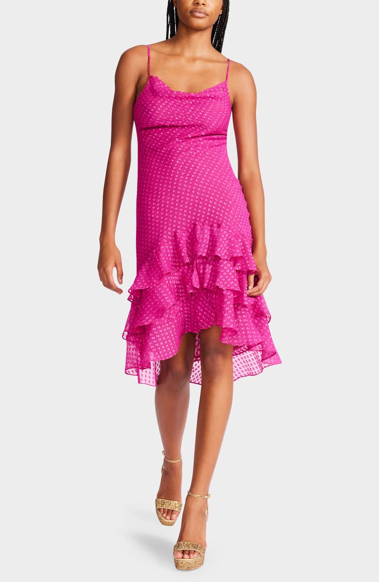 Betsey Johnson Ruffle Clip Dot Chiffon Slipdress, Alternate, color, 