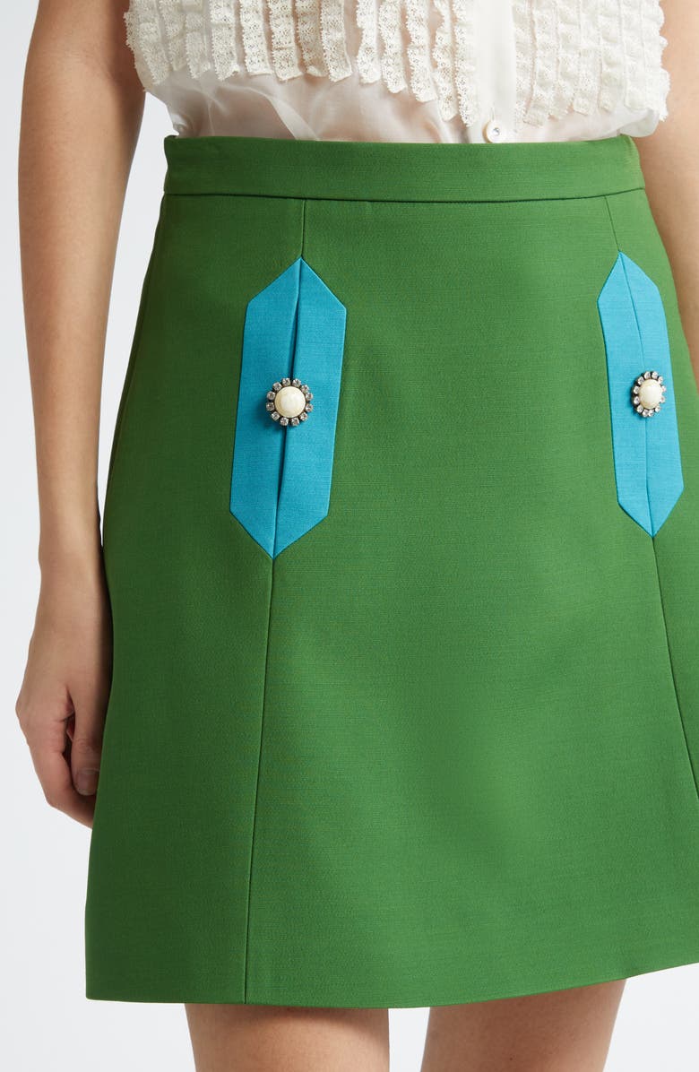 Valentino Garavani Contrast Pocket Crepe Couture Skirt, Alternate, color, 