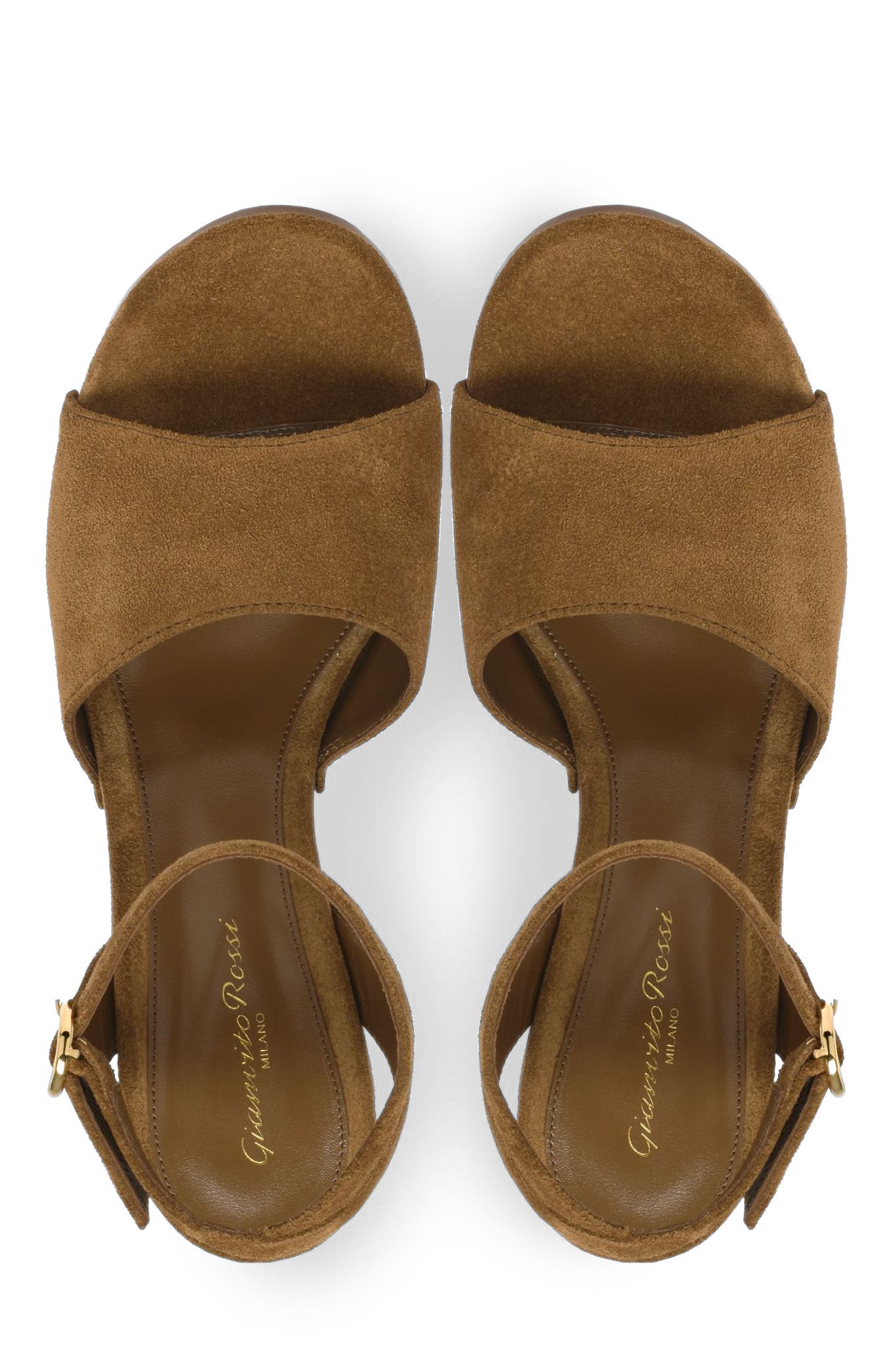Gianvito Rossi Studded Suede Platform Sandals, Alternate, color, Brown Suede