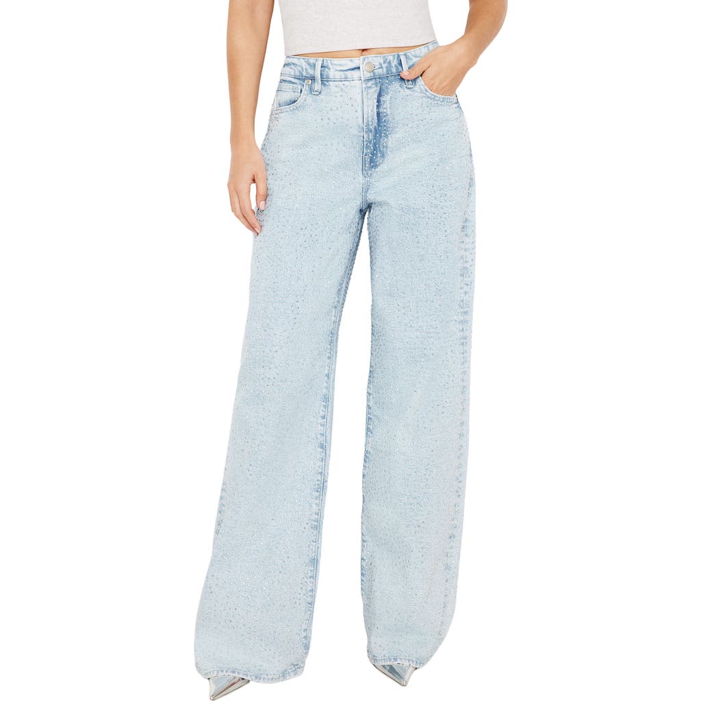Good American Good Ease Crystal Embellished Wide Leg Jeans