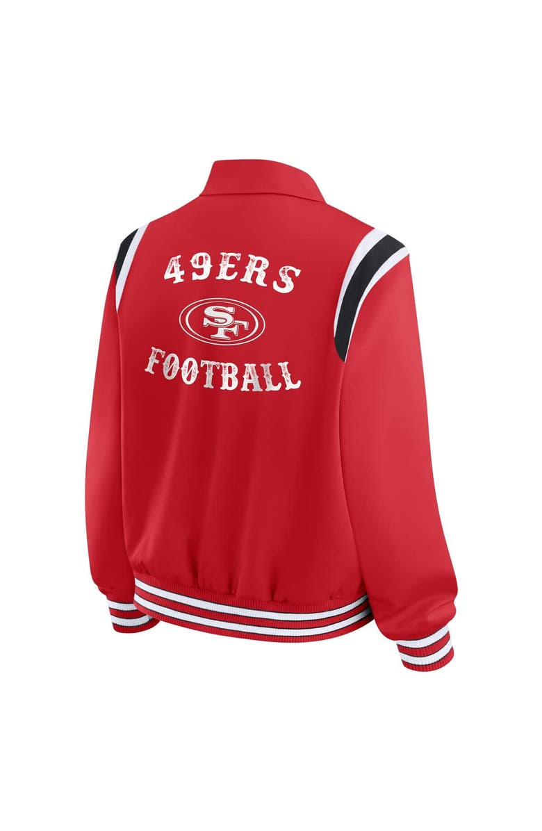WEAR by Erin Andrews Women's WEAR by Erin Andrews Scarlet San Francisco 49ers Varsity Lightweight Full-Snap Jacket, Alternate, color, Scarlet