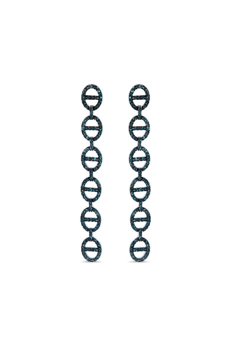 Sterling Silver 1.0 Cttw Blue Diamond Linked Circle Drop Earrings, Main, color, Silver