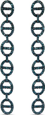 Haus of Brilliance Sterling Silver 1.0 Cttw Blue Diamond Linked Circle Drop Earrings