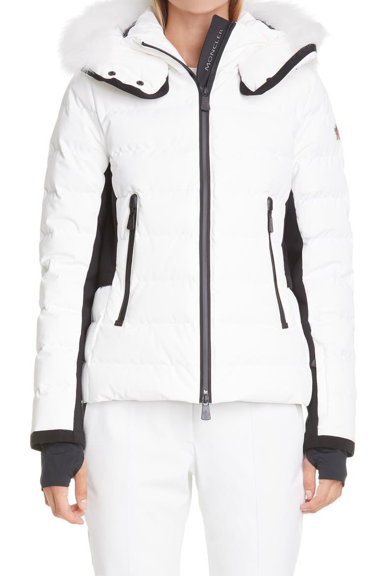 Lamoura Waterproof Quilted Down Puffer Coat with Removable Genuine Fox Fur Trim, Main, color, 041 CREAM