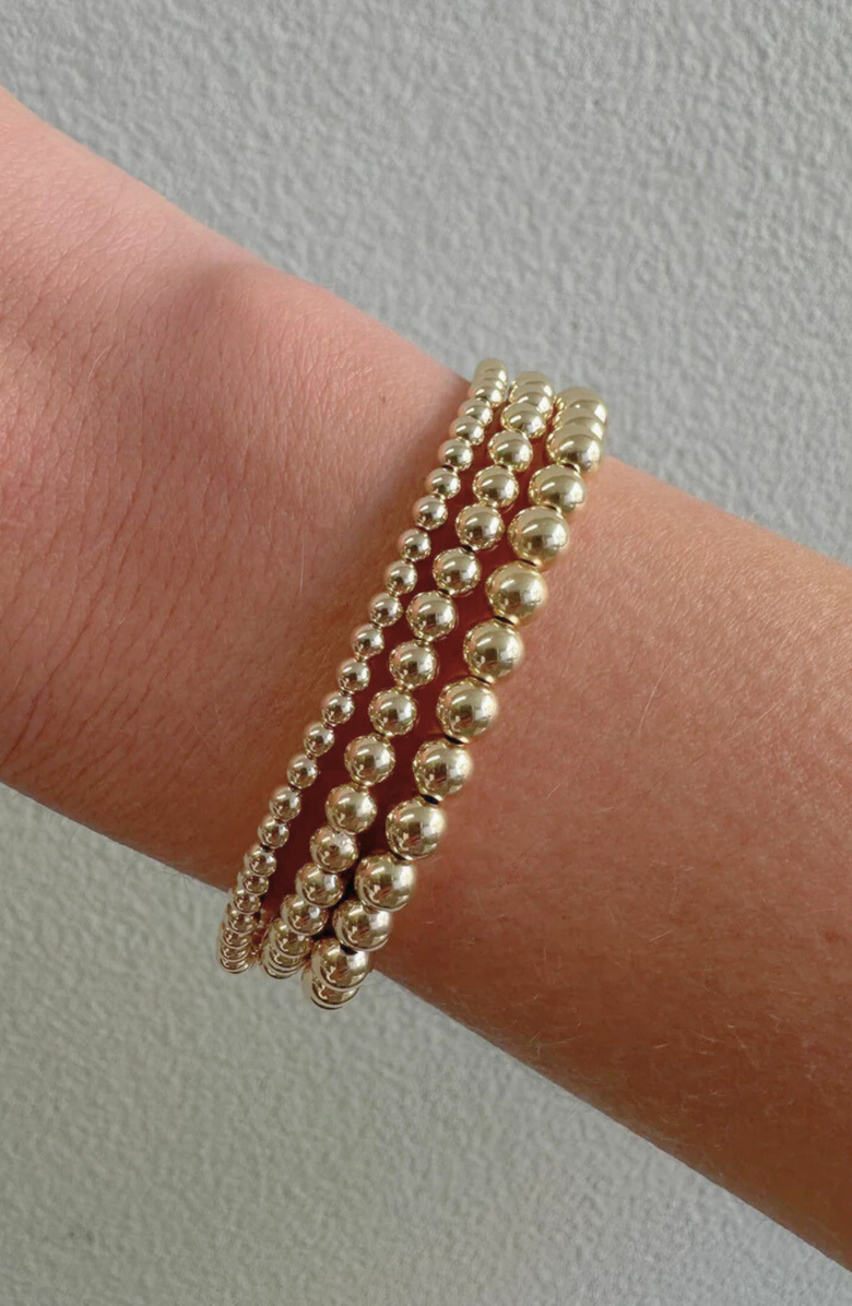 CUFFED BY NANO Juno 14k Gold Filled Bead Bracelet Three Stack, Alternate, color, Gold