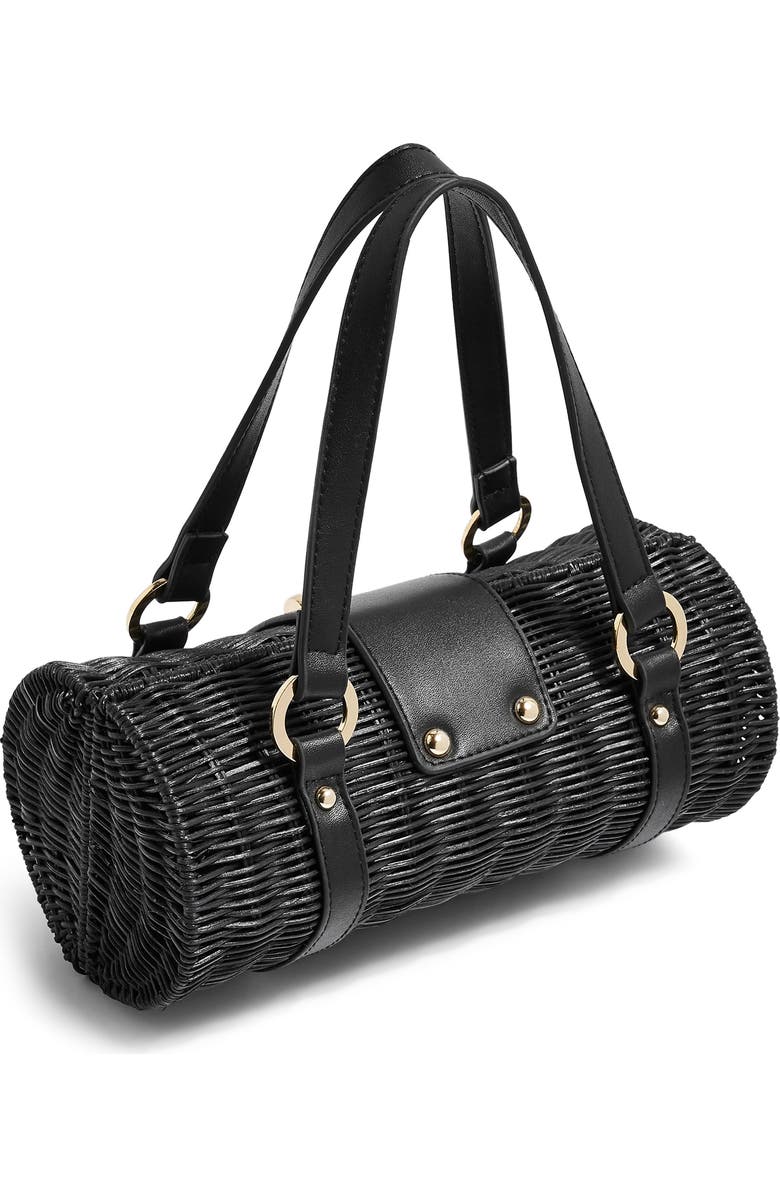 Topshop Sydney Straw Bowler Bag, Alternate, color,