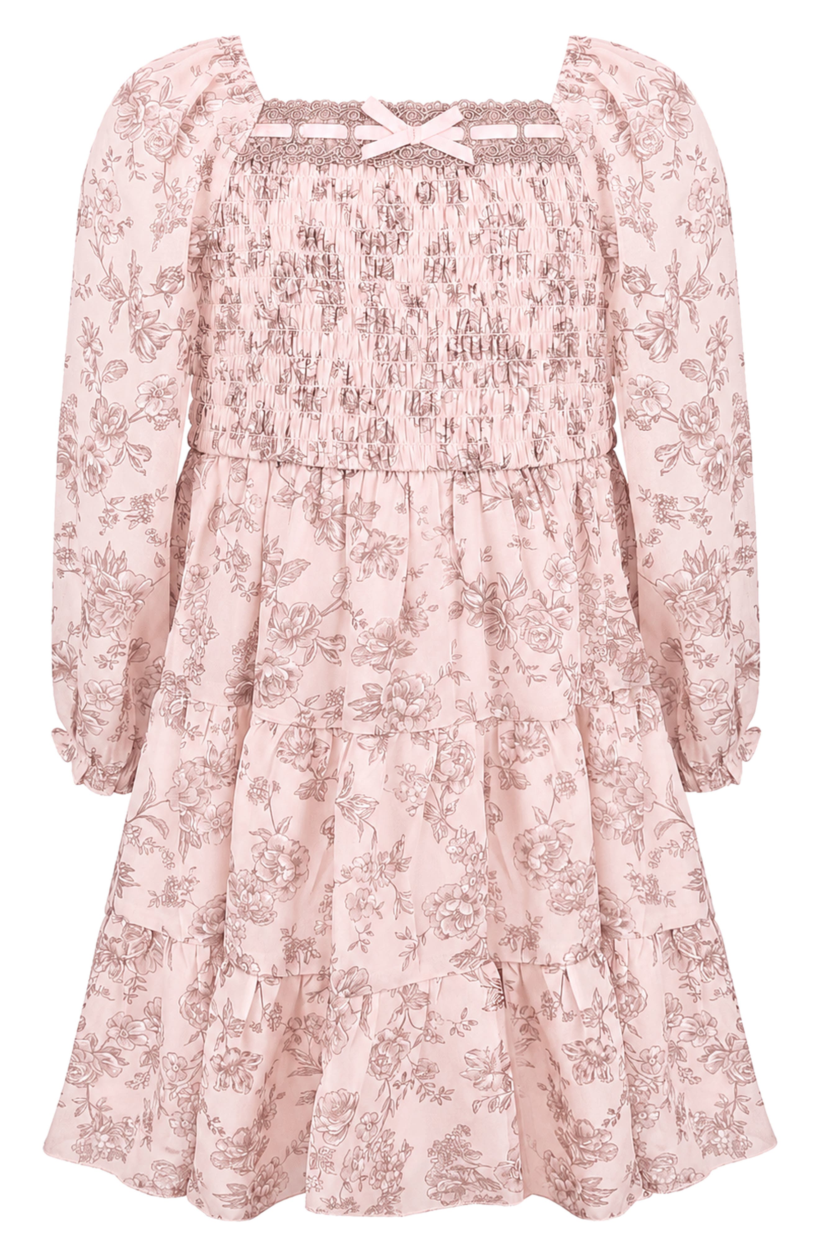 Kids' Floral Print Chiffon Dress