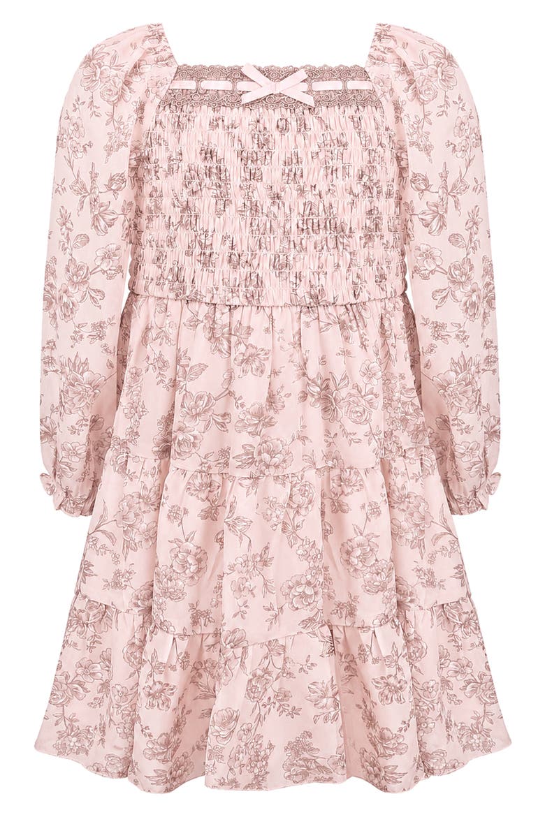 Kids' Floral Print Chiffon Dress, Main, color, BLUSH