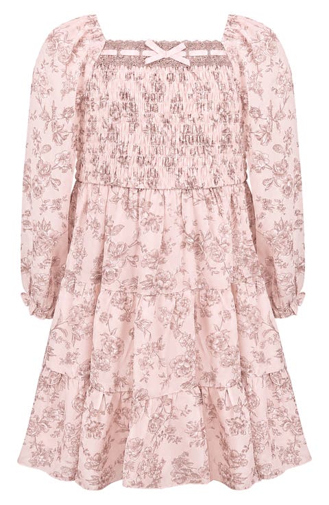 Kids' Floral Print Chiffon Dress